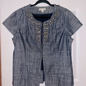 Coldwater Creek Gray Short Sleeve Vest